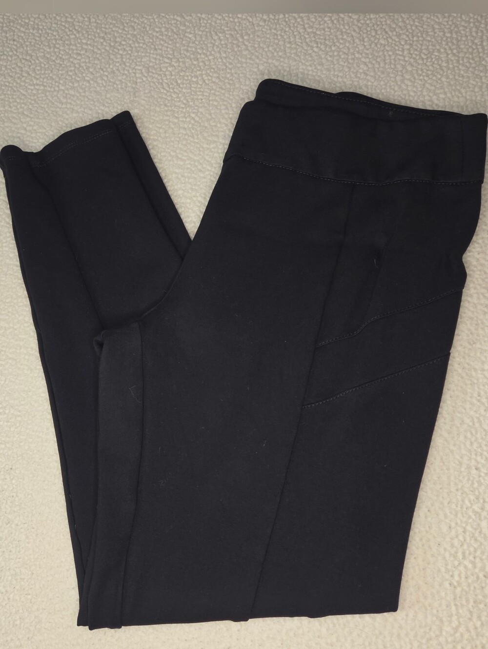 Women's Black Elastic-Waist Active Straight Leggings Style By Suko Jeans Size L